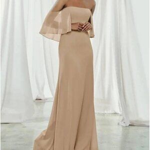 Amsale Willow Champagne Chiffon Bridesmaids Size 6